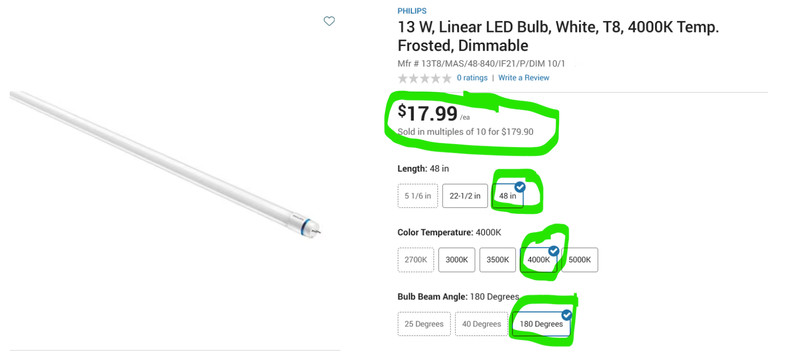 10 Pack 48” LED Plug & Play Fluorescent Replacement Bulbs 4000K 2100LM Dimmable gallery