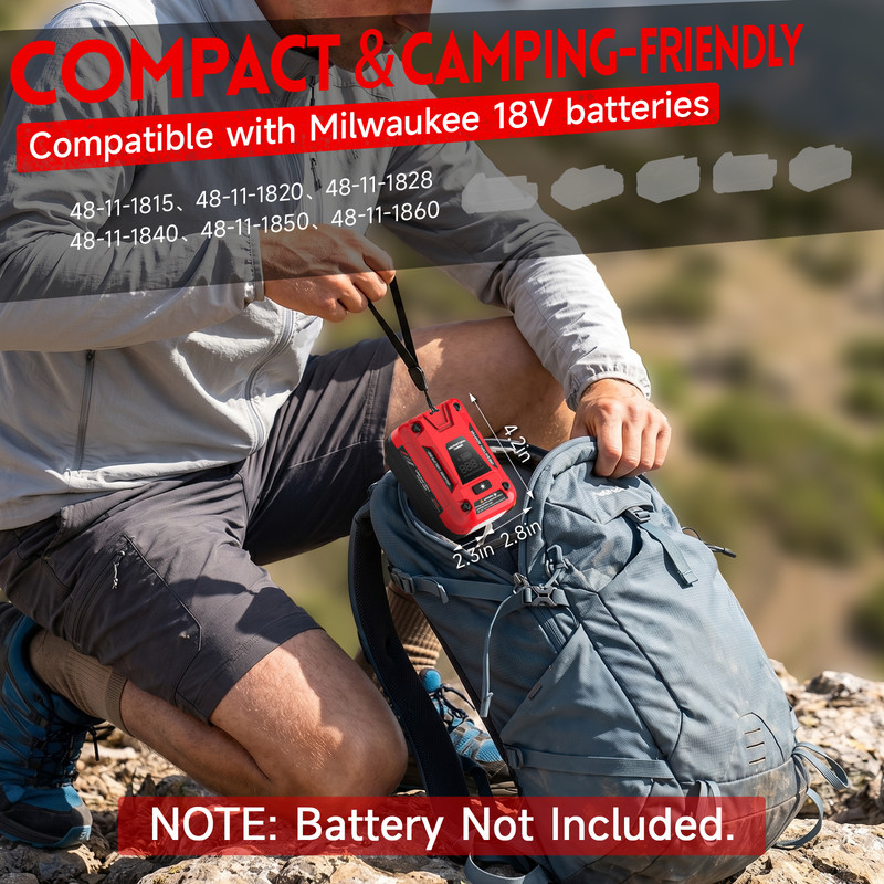 Portable Multi-Function Battery Charger for Milwaukee 18V Battery USB-C Adapter gallery