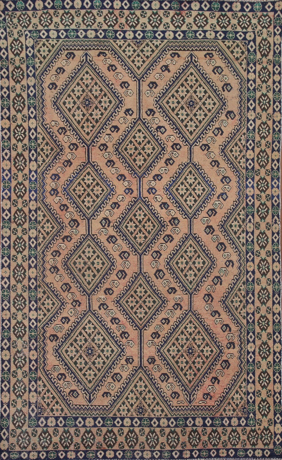 Vintage Muted Geometric Bakhtiari Area Rug 5'x8' Traditional Handmade Tribal Rug gallery