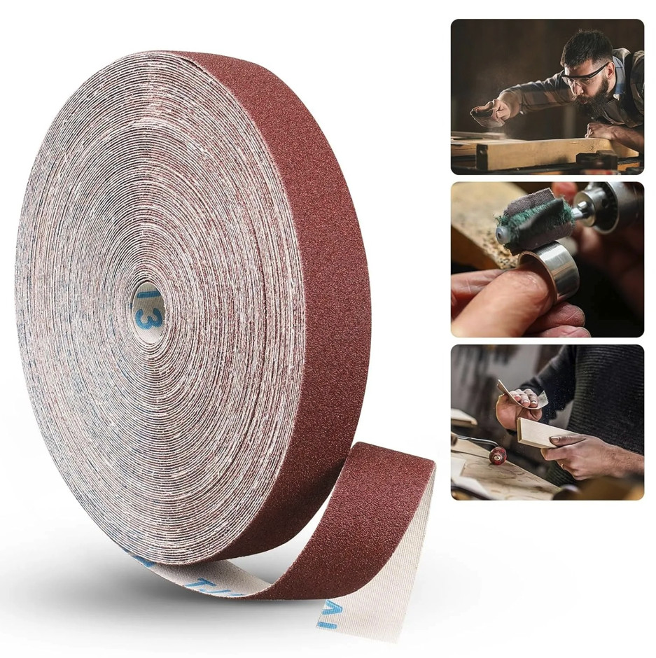 1pc 5M Emery Cloth Sandpaper Roll 1Inch Wood Metal Polishing Tape - NEW gallery
