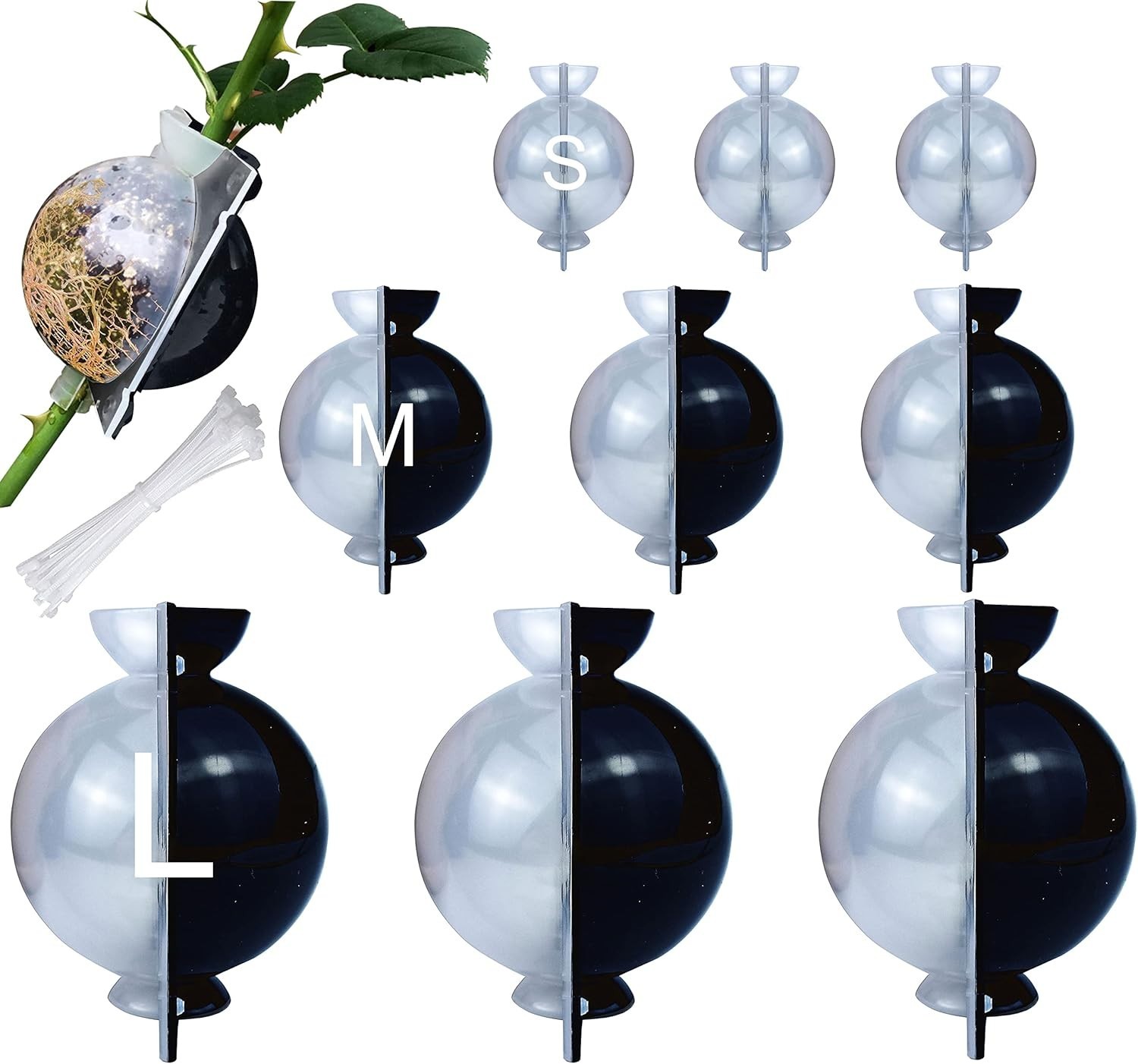 10 PCS Air Layering Propagation Kit with Zip Ties, Reusable Half Transparent Gra gallery