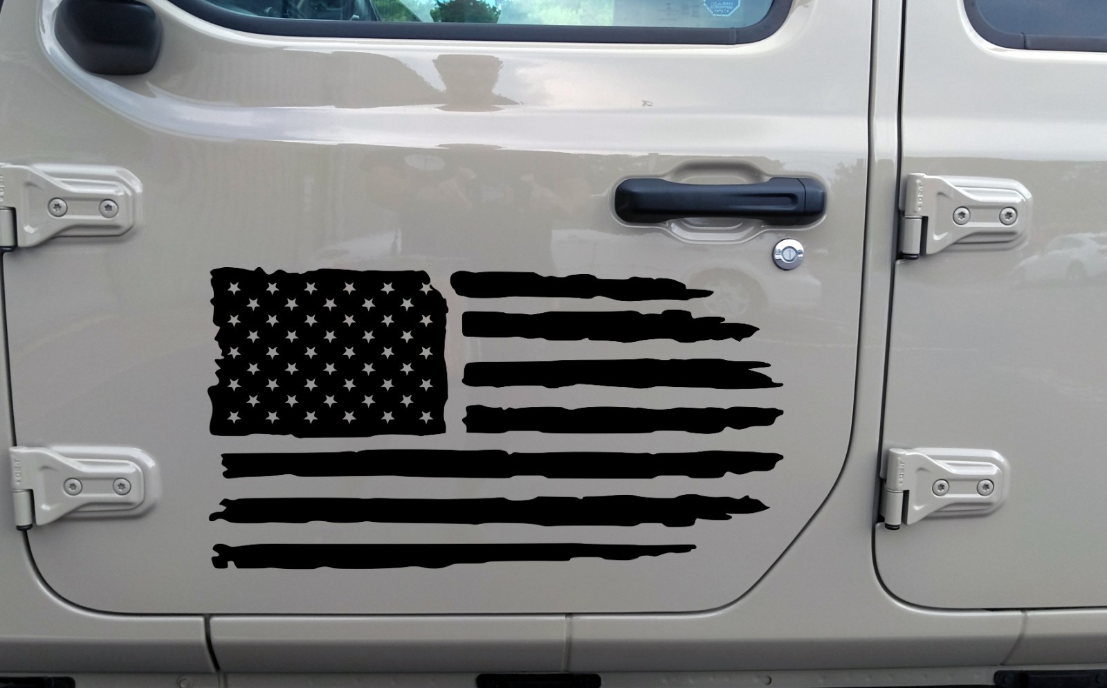 Distressed American Flag Decal – Matte Black Vinyl Sticker – Large Custom Sizes gallery