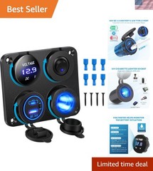 Compact 12V USB Outlet with Cigarette Lighter Socket for Vehicles & Boats