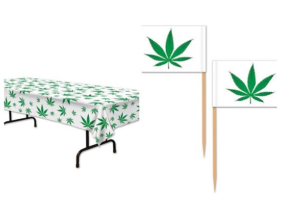 Cannabis 420 Marijuana Leaf Plastic Retangle Tablecloth Weed Flag Leaf Picks gallery