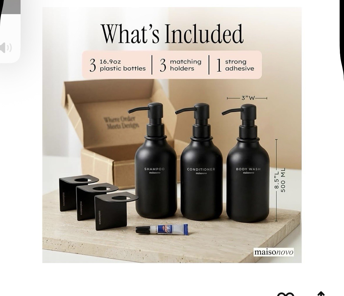 Shampoo and Conditioner Dispenser Wall Mounted Set of 3 Black - No Drill gallery