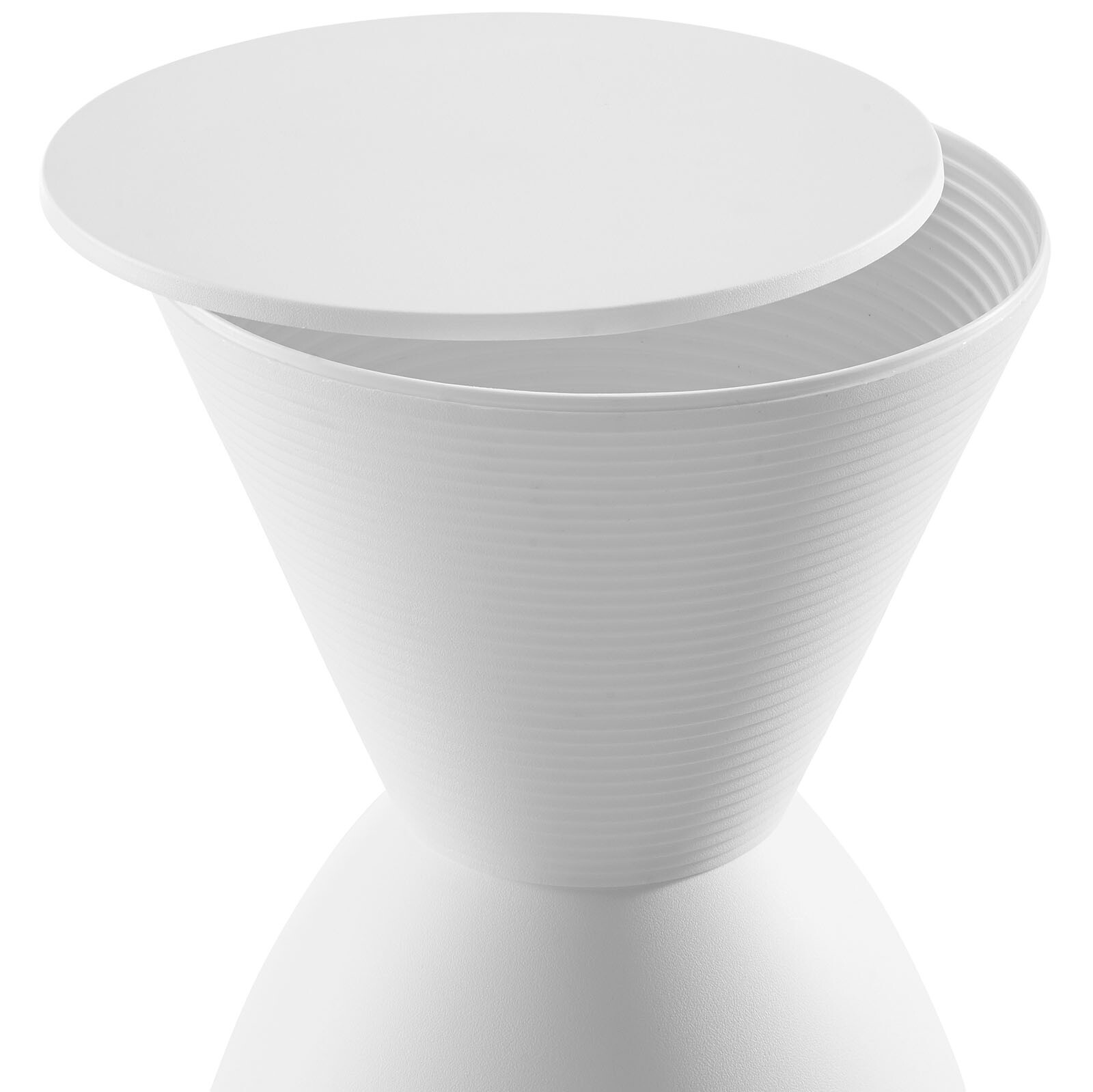 Contemporary Modern Hourglass PP Plastic White Accent Side Table Storage Stool gallery