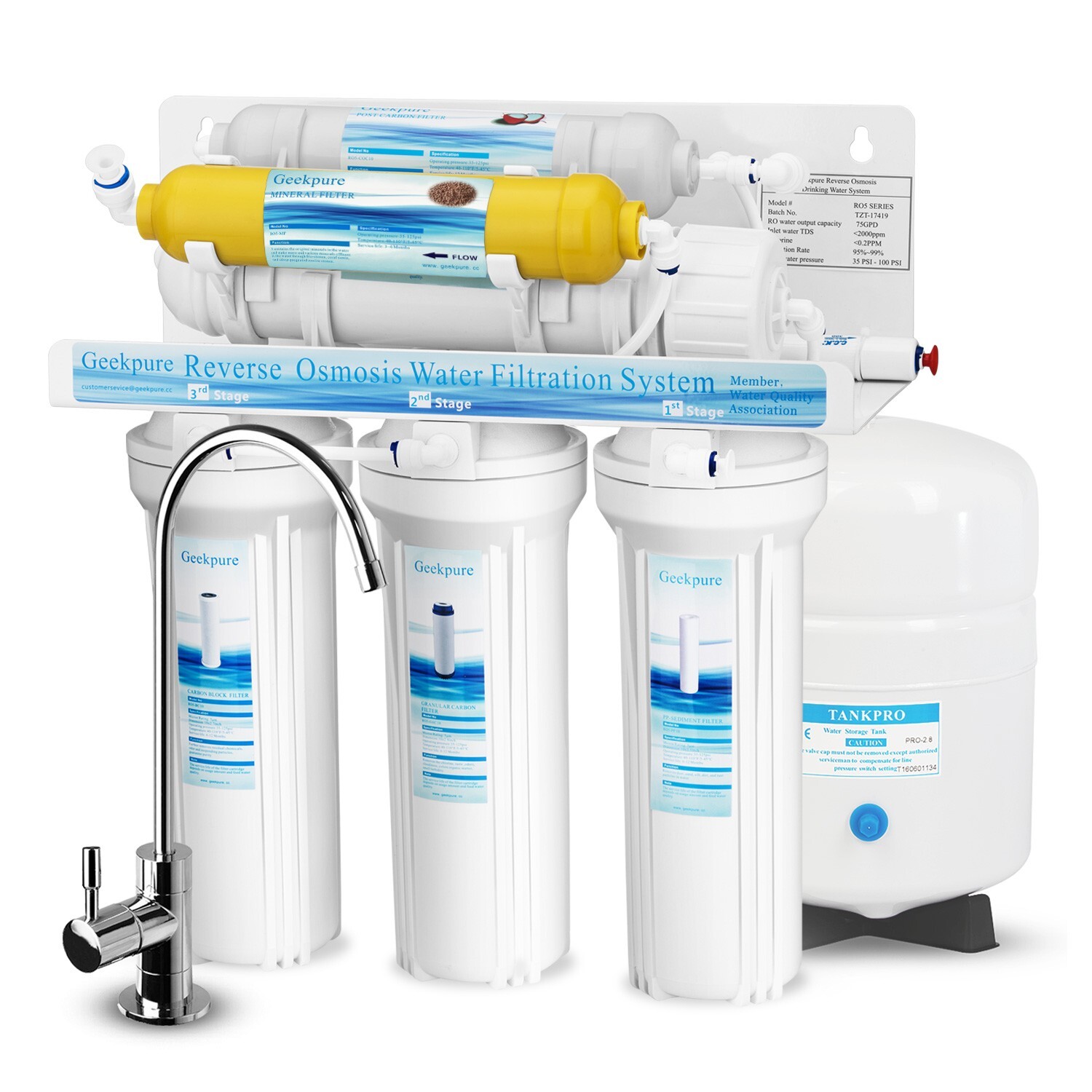 6 Stage Undersink Reverse Osmosis System Water Filter with Mineral Filter 75 GPD gallery