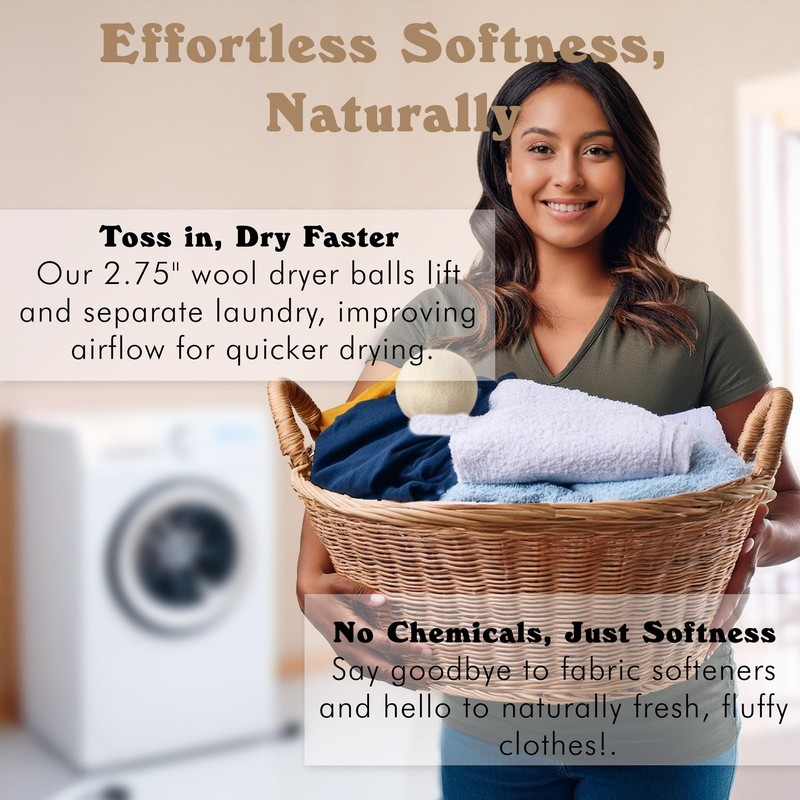 Wool Dryer Balls 8-Pack - 100% Turkish Wool Natural Fabric Softener Alternati... gallery