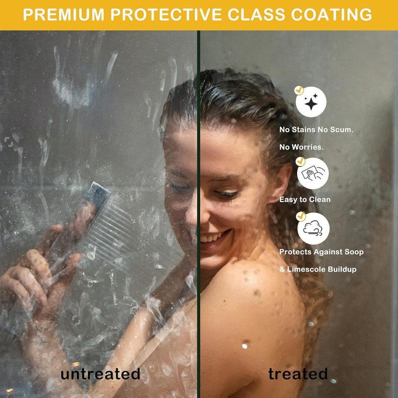 Frameless Double Sliding Shower Door 44-48"W x 72"H 5/16 in (8 mm) Thick, Black gallery