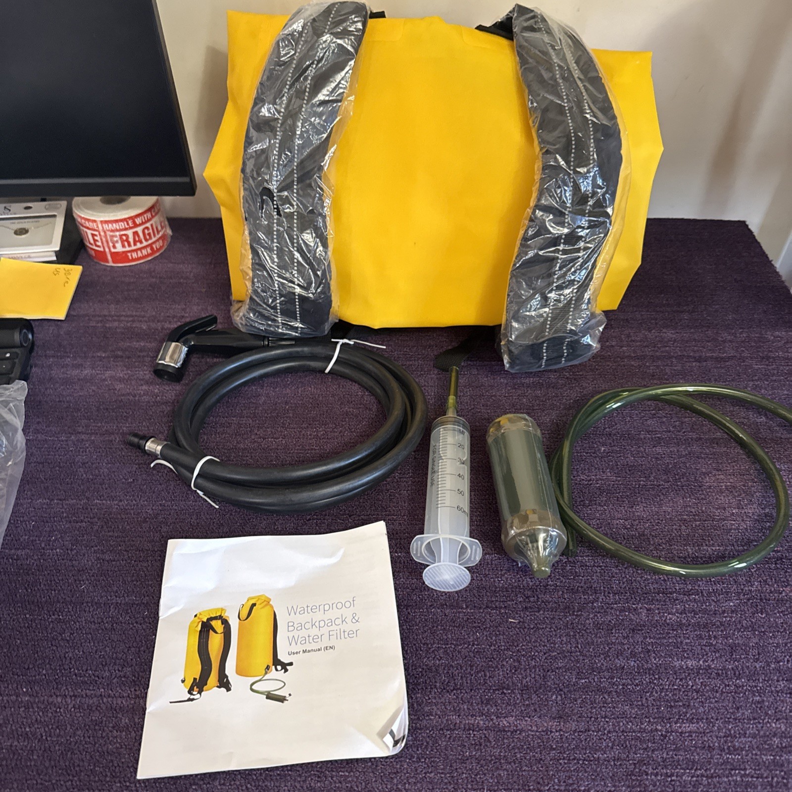 Waterproof Dry Backpack With Water Filter And Shower Attachments New 2