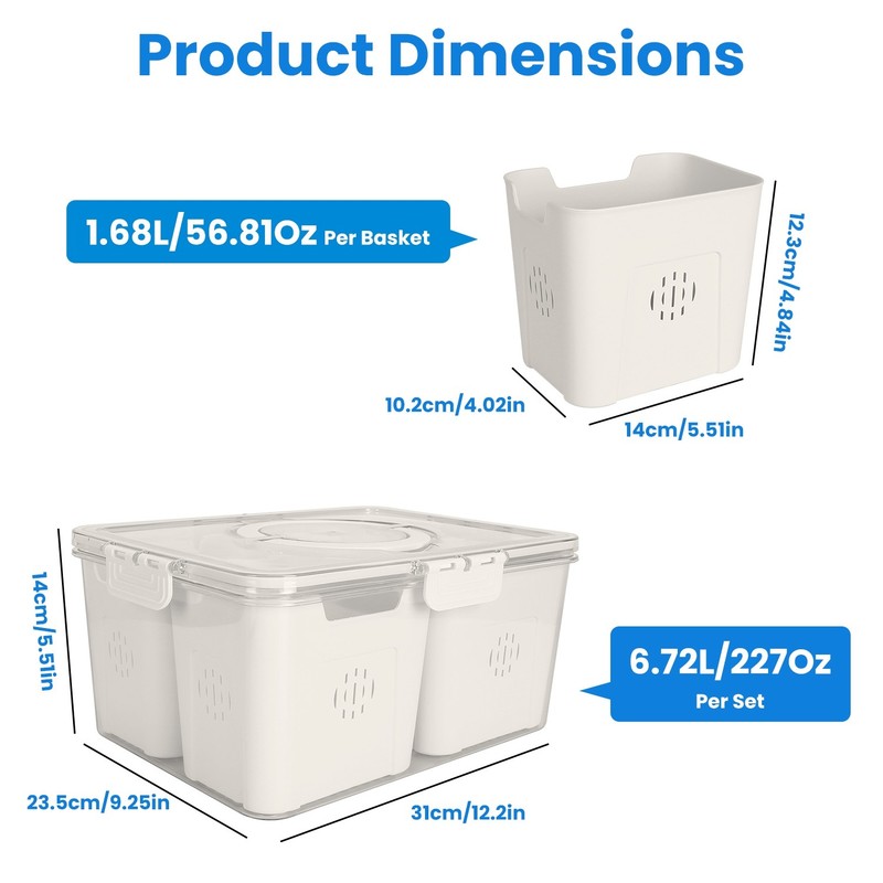 2Pack Airtight Fruit Storage Containers 4 Compartment Food Storage gallery