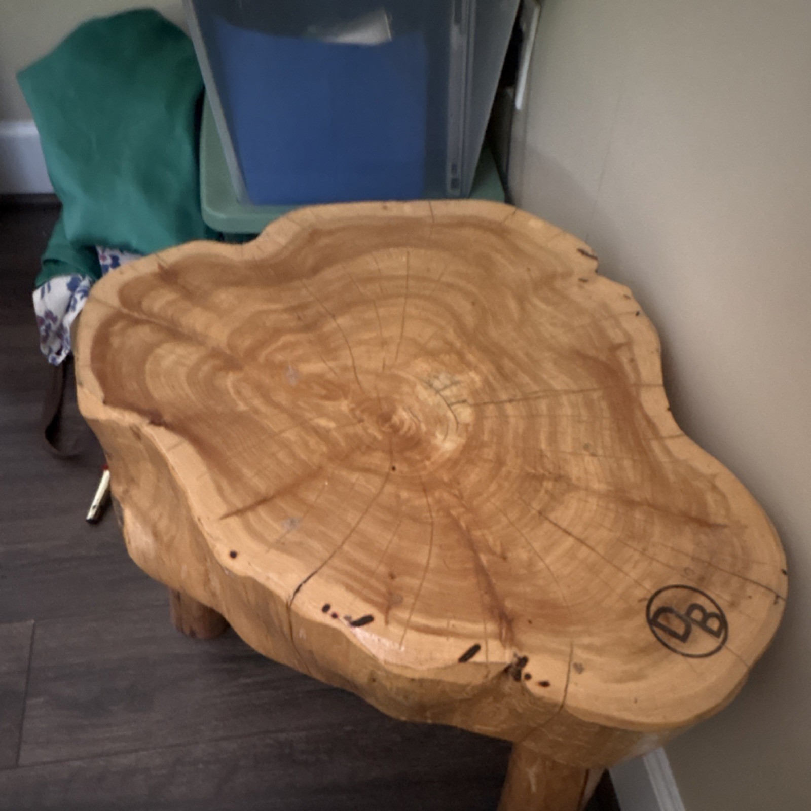 DB Live Edge Wood Side Table Rustic Light Wood Free Form Design gallery