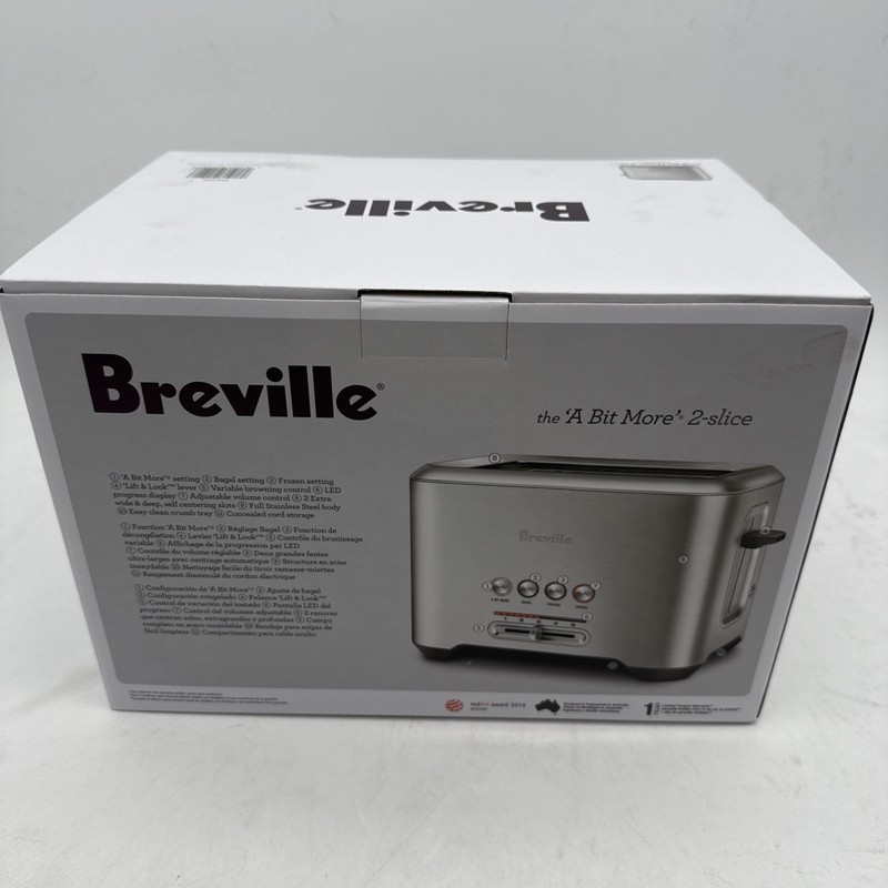 Toaster 2 Slice Bit More Brushed Stainless Steel Breville BTA720XL gallery
