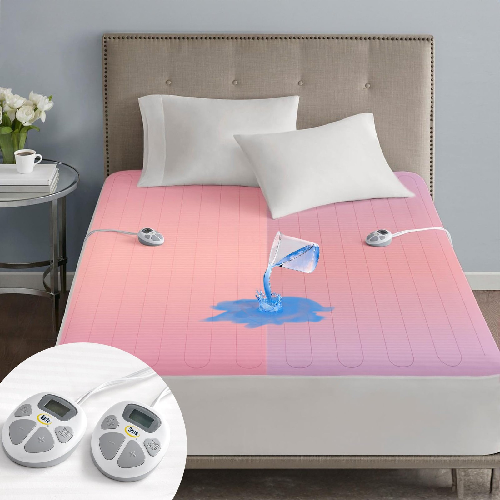 Serta Waterproof Heated Mattress Pad - Electric Bed Warmer with 10 Heat gallery
