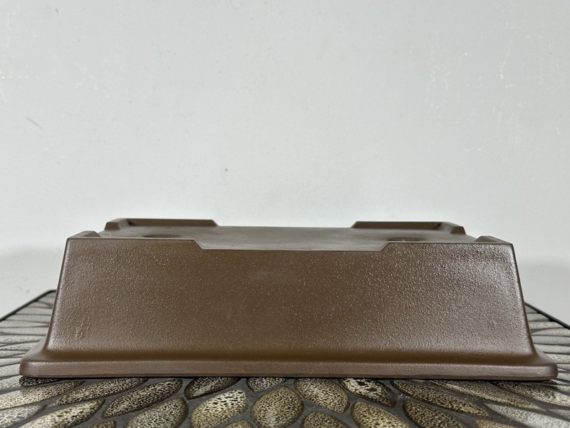 Preowned Japanese Tokoname Rectangular Unglazed Bonsai Pot Kaiyou - 11.25” By 8” gallery
