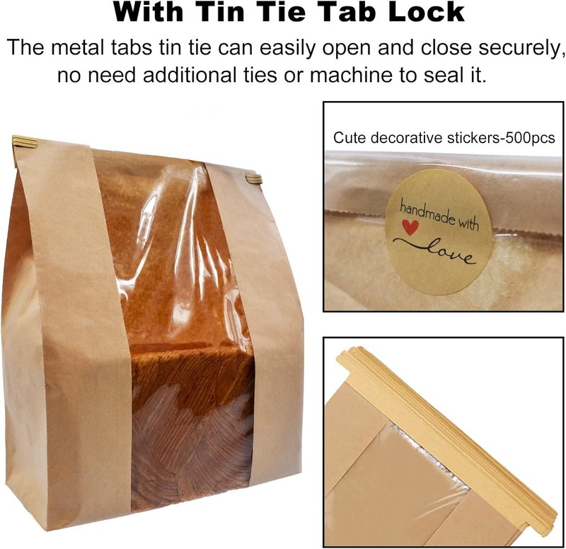 100 Pack Large Paper Bread Bags for Homemade Bread Sourdough Bags 14" x 8.3" ... gallery
