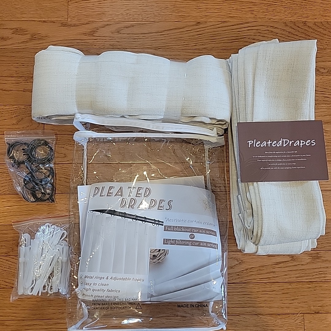 Pinch Pleated Curtain Light Filtering Unlined Drapes 2 Panels- Each Is 40"x96" gallery