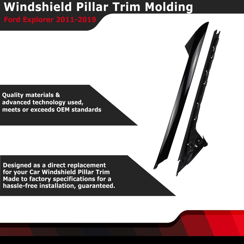 FEXON Front Driver Side Windshield Outer & Inner A Pillar Trim Molding Kit Co... gallery