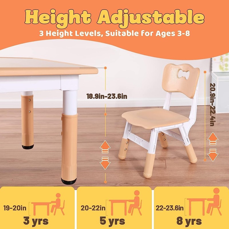 Sturdy & Versatile Height Adjustable Kids Table - Ages 3-8 - CPC & CE Approved gallery