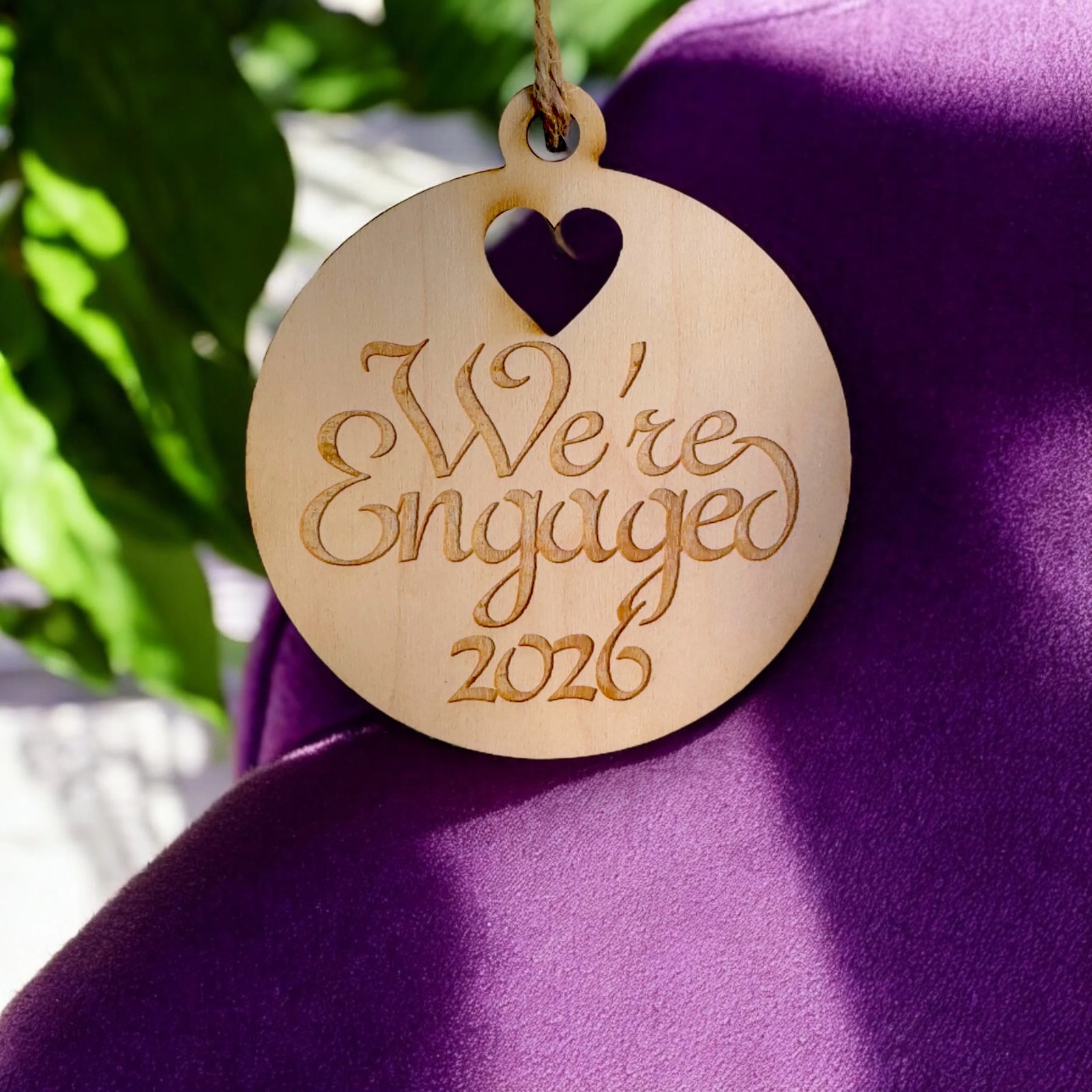 Ornament - We're Engaged 2026 - Raw Wood 3x3in gallery
