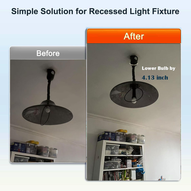 5.31 Inches Light Socket Extender, E26 to E27 Light Bulb Extension Socket Lamp L gallery