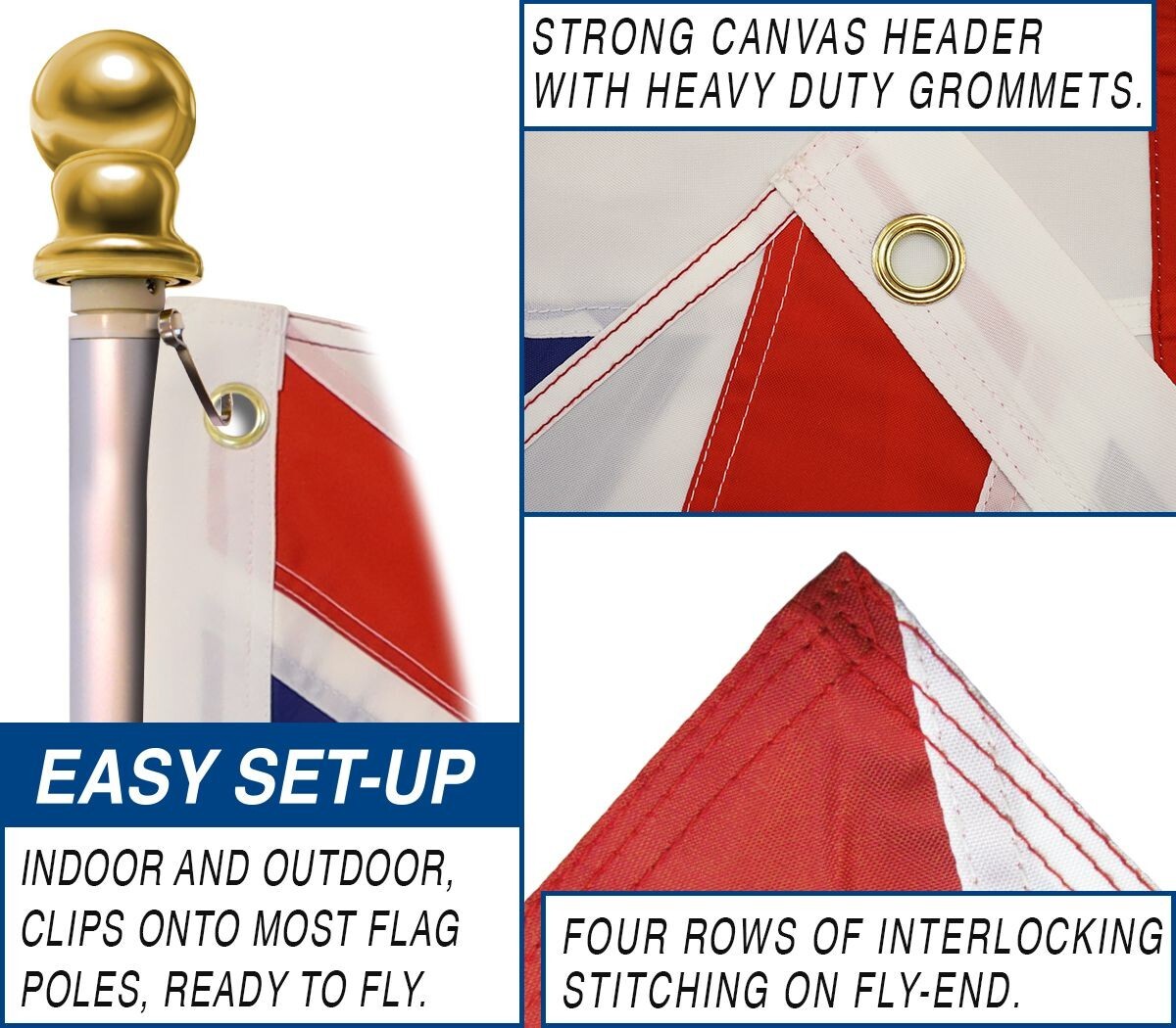 United Kingdom Embroidered Flag 3x5ft – Country Flag of UK for Outdoor Display gallery