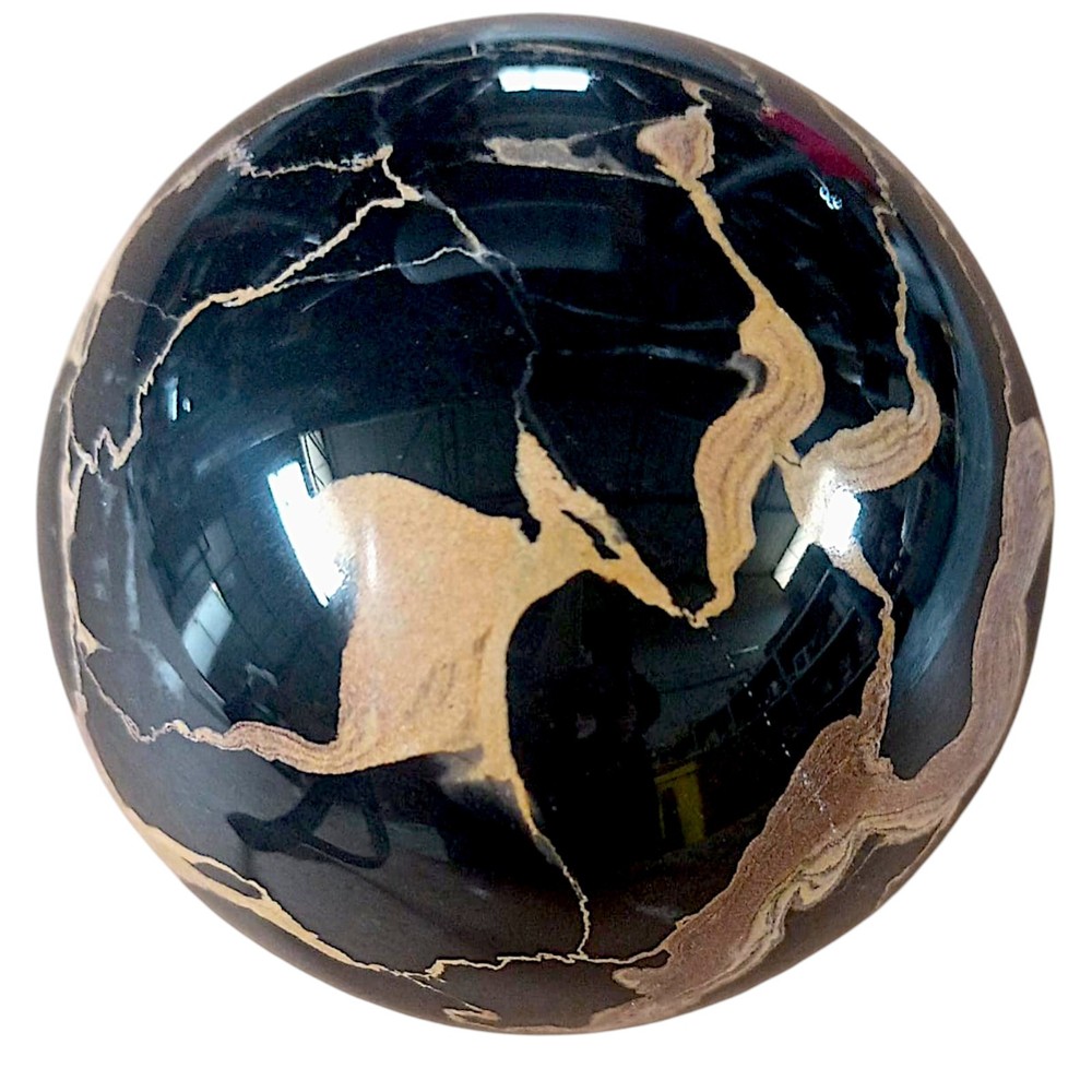 New Portoro Nero Marble Sphere Decorative Sculpture Natural Stone D 6,5Cm