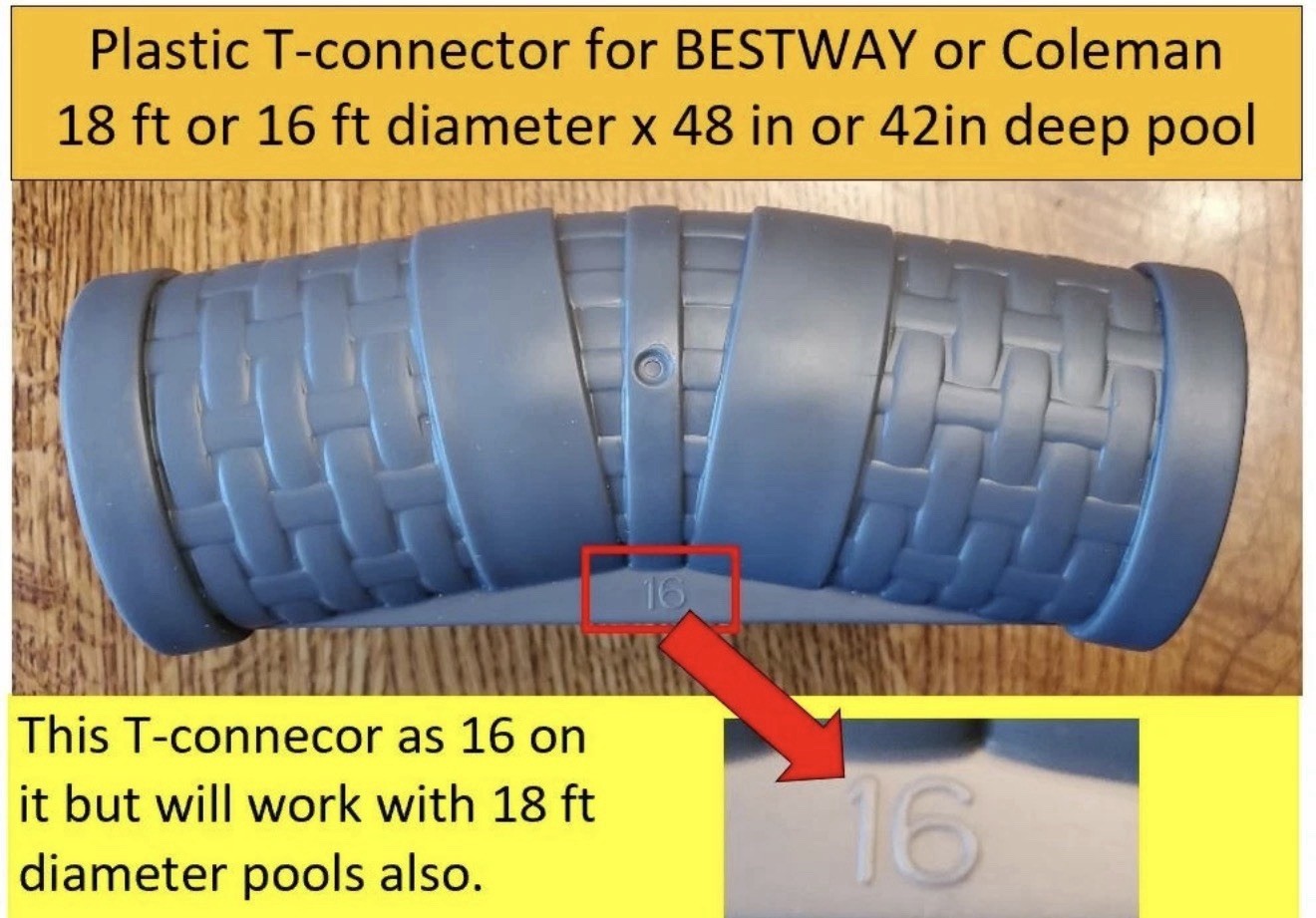 T-Connector Bestway / Coleman for 16' or 18' OD Pool 42" or 48" deep P07082 gallery