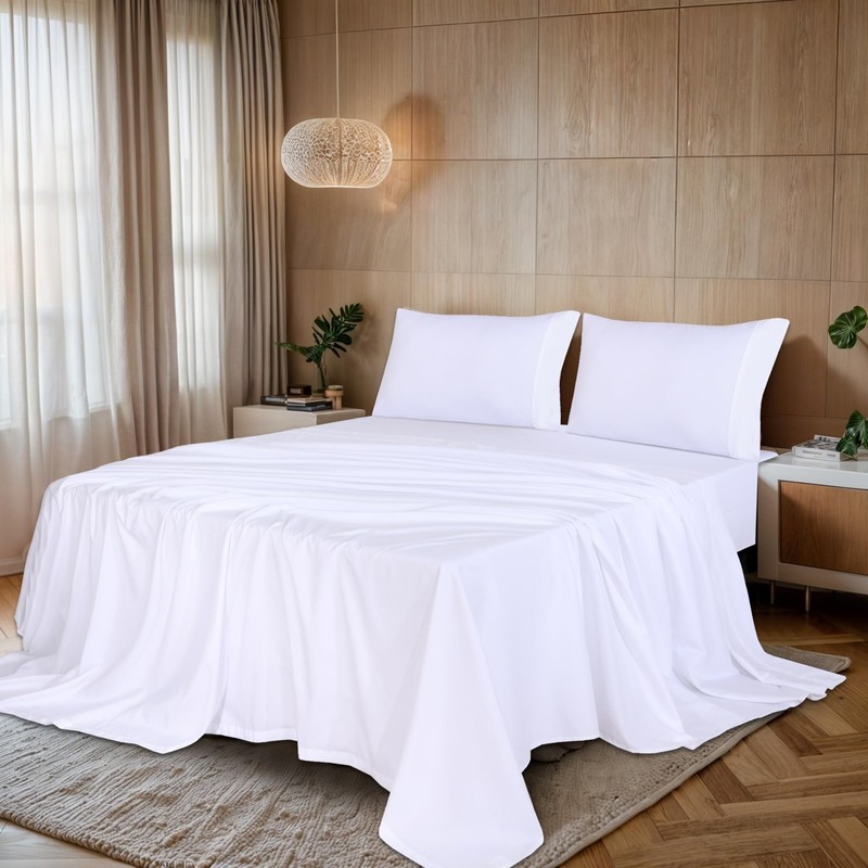 RUVANTI Flannel Sheets – Full Sheet Set, Ultra Soft & Cozy Double Full, White gallery