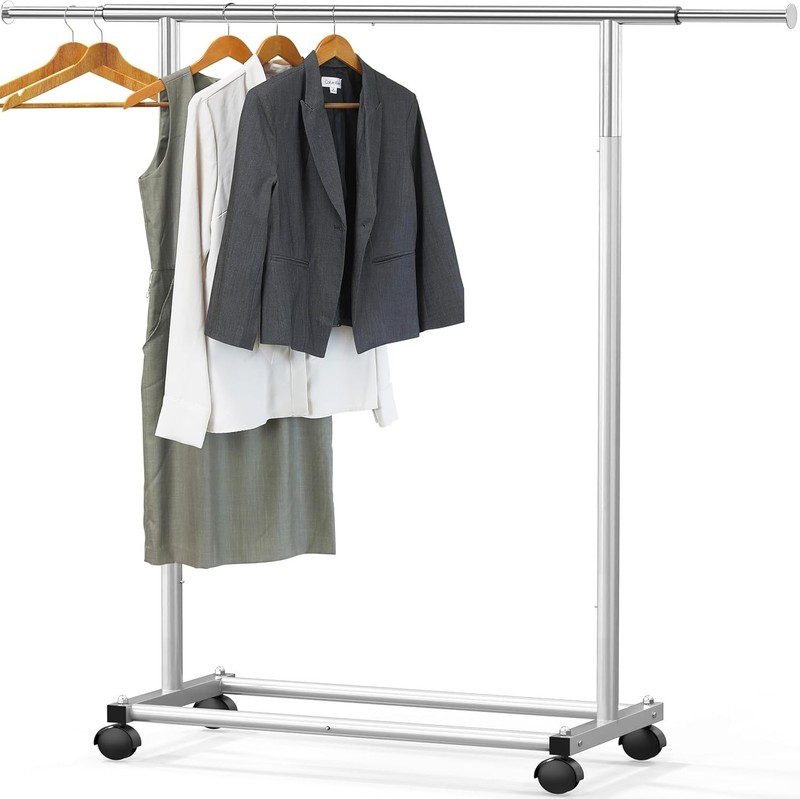 Compact Metal Clothing Rack with Adjustable Bar and Quick Assembly Instructions gallery