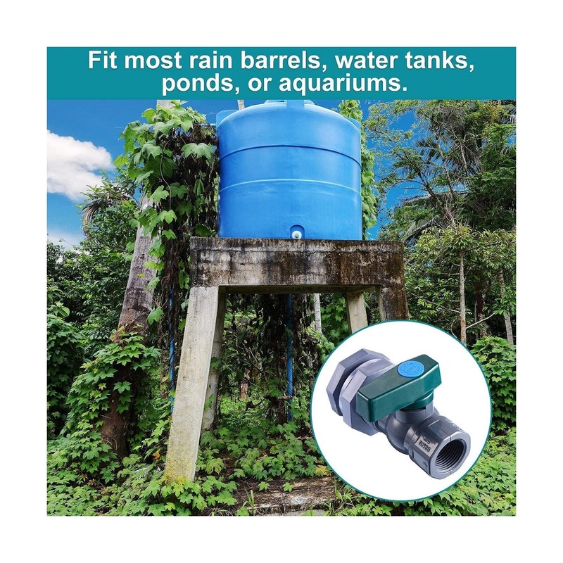 2 Pack 3/4 Inch Rain Barrel Spigot Kit - BILAL Water Barrel PVC Garden Divert... gallery