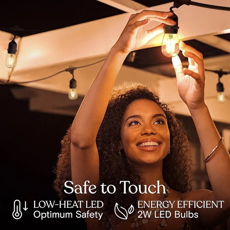 Brightech Ambience Pro 7-Light 24 ft. Outdoor Plug-in 2W 2500k LED S14 Hanging gallery