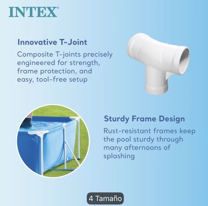 Intex Rectangular Frame Pool Blue Easy Assembly PVC/Polyester Liner gallery