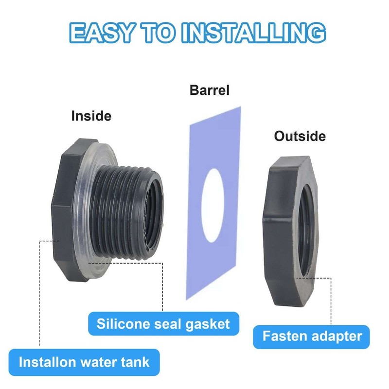 3/4 Inch Rain Barrel Spigot Kit - Water Barrel PVC Garden Diverter Kit gallery