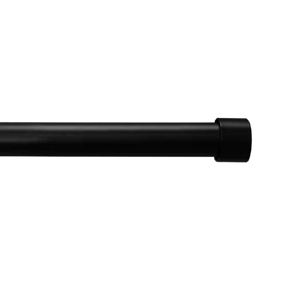 66 In. - 120 In. Adjustable Single Curtain Rod 3/4 In. Dia. in Matte Black with gallery