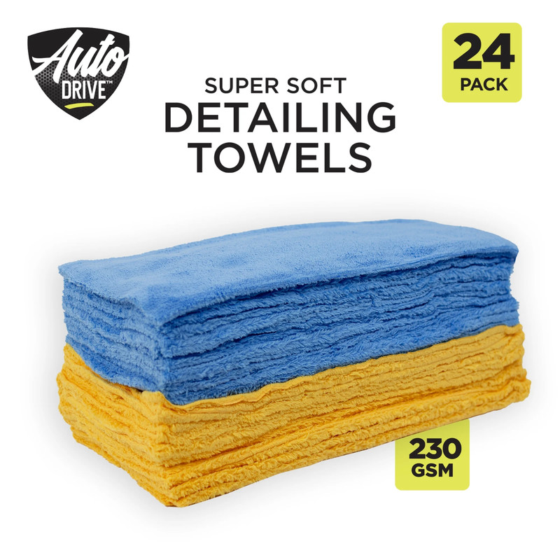 Auto Drive Microfiber Cleaning Towels 24 Pack Coral Fleece Blue Yellow, No Fees gallery
