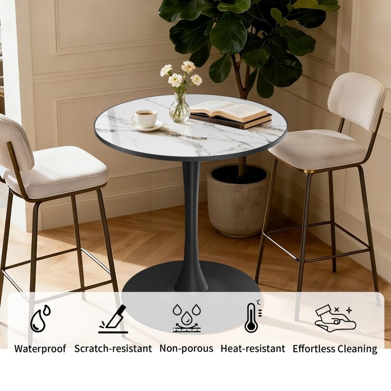 High Bar Table Round Bistro Pub Table Premium Sintered Stone-top Pedestal Base gallery