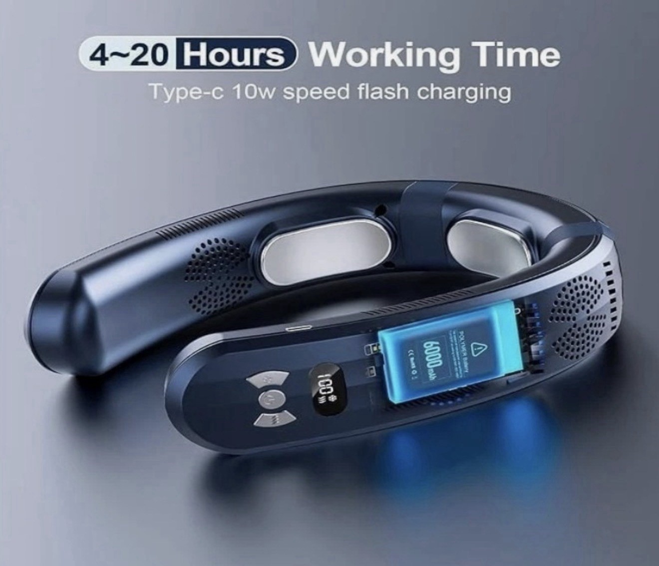 Personal Air Conditioner 6000mAh Neck Fan Rechargeable 3-Speed Portable Neck Fan gallery