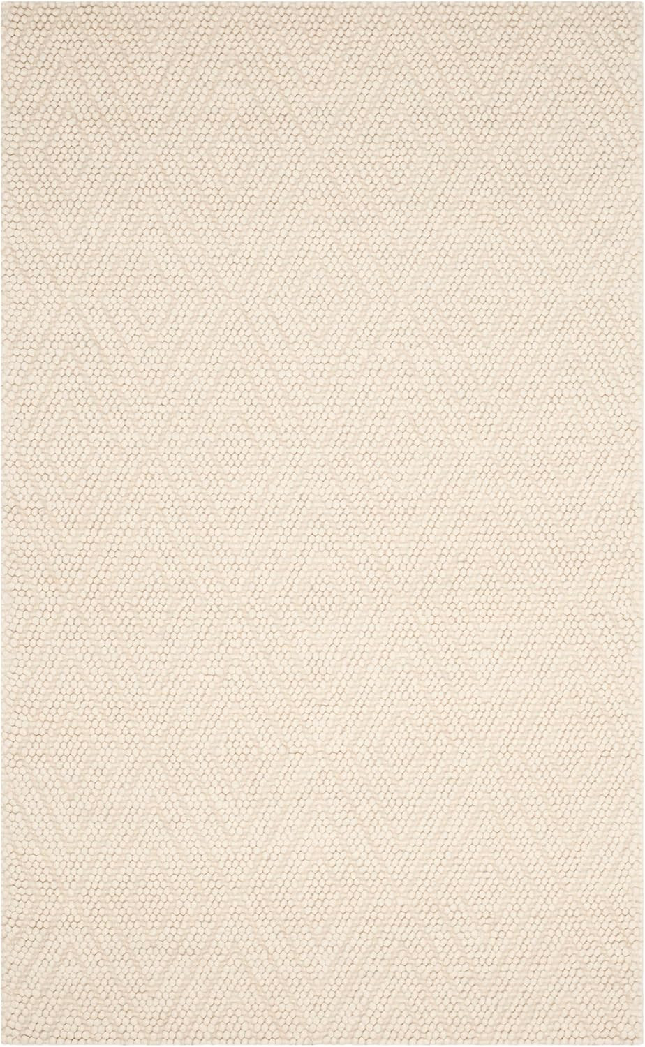 Handmade Wool Area Rug 5' x 8' - Ivory, Perfect for High Traffic Areas gallery