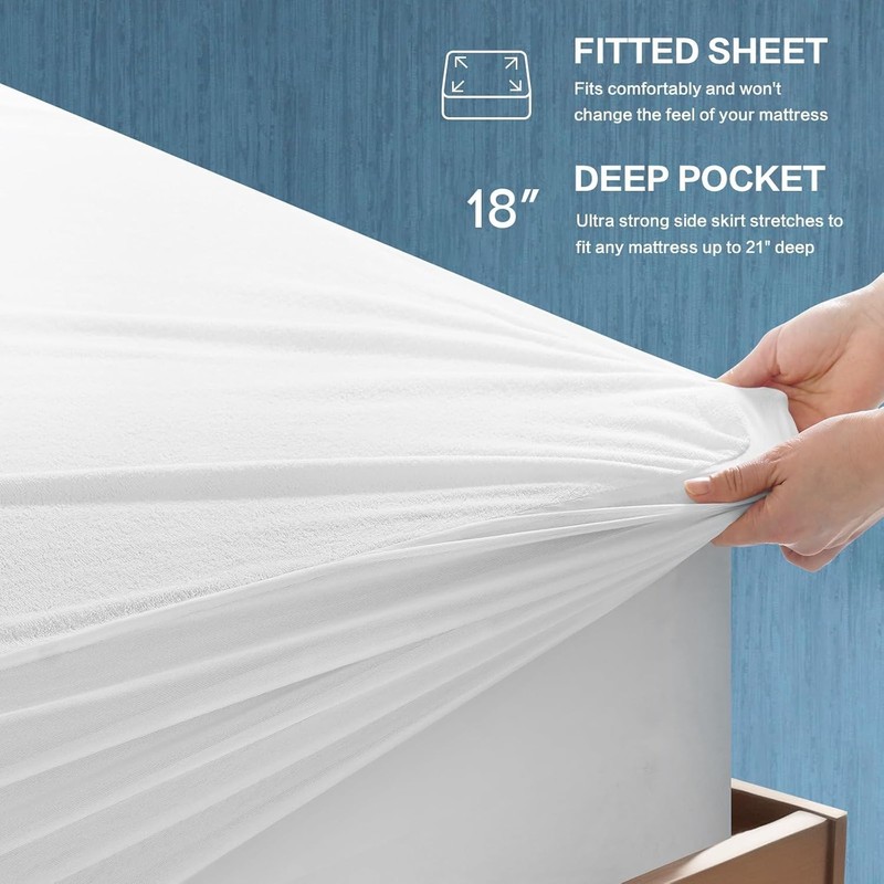 King Size Waterproof Mattress Protector - 100% Microfiber & Breathable Comfort gallery