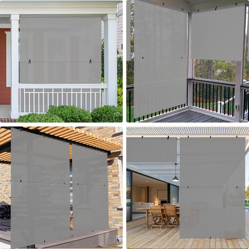 Gray Foldable Shade Cordless Roller Blind Patio Porch Gazebo Office UV Blocking gallery