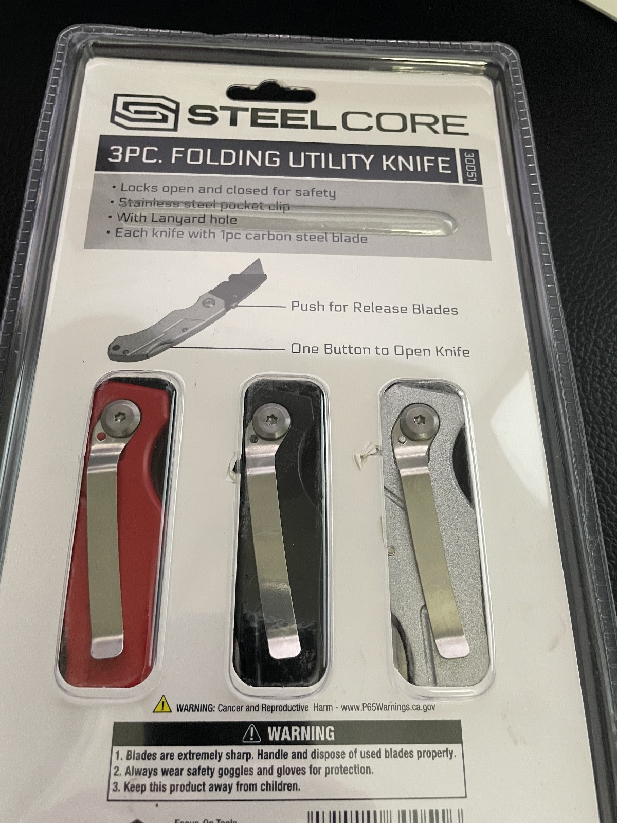 Folding Knife Set (3 pc) Aluminum Alloy Handle Carbon Steel Blade Stainless Clip gallery