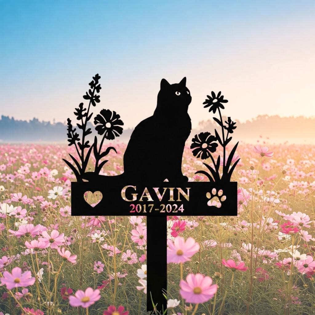 Custom Cat Memorial Garden Sign, Metal Cat Grave Marker Gift gallery