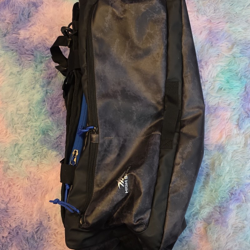 High Sierra Hiking Backpack Black Blue Polyester Padded Straps External Pockets 3