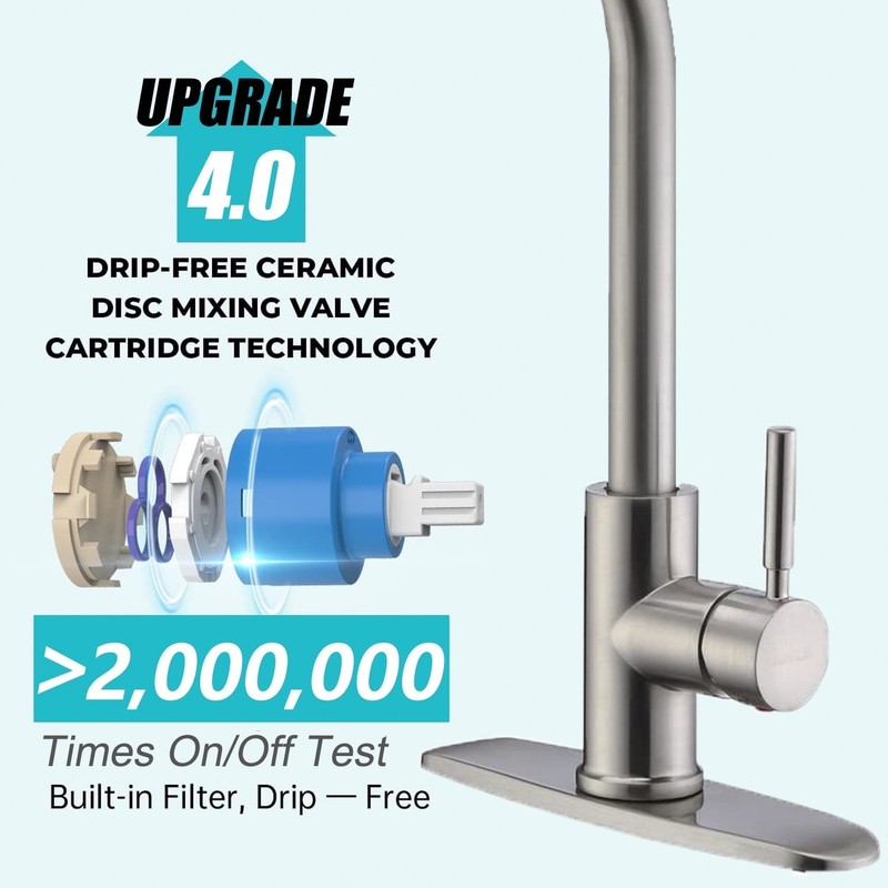 PHANCIR Kitchen Faucet Pull Down Sprayer Brushed Nickel Single Handle FREESHIP gallery