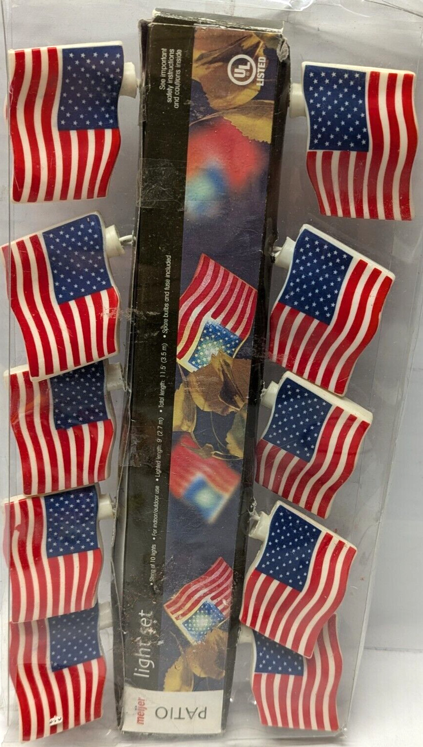 Meijer Branded American Flags 10 Light String Light Set 11' 5"L Tested gallery
