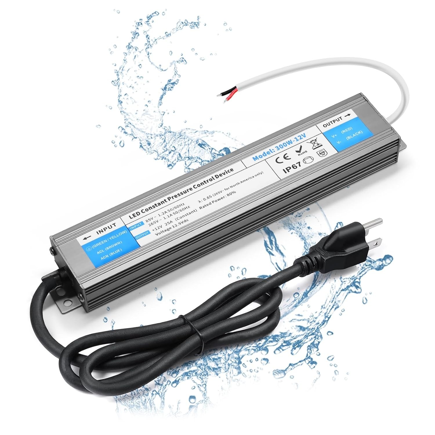 LED Driver 300 Watts Waterproof IP67 Power Supply 85V-265V AC to 12 gallery