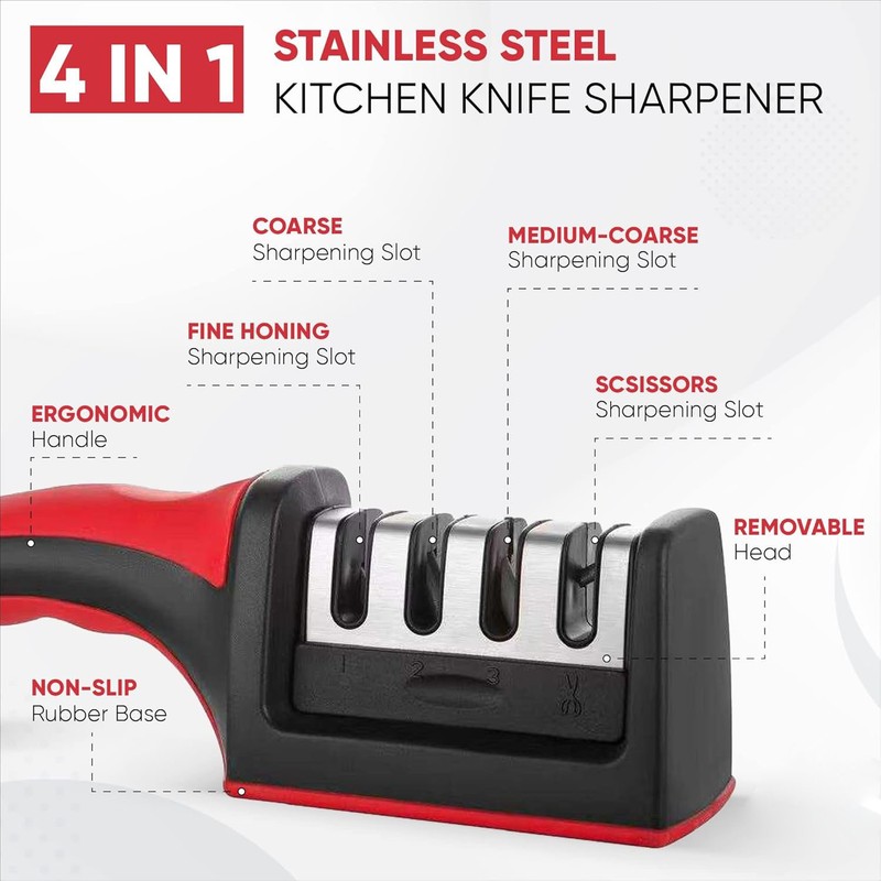 2 Pcs 4 in 1 Knife Sharpener 4 Stage for Ceramic Steel Knives and Scissors gallery