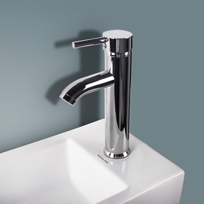 Wall Mount Bathroom Corner Sink Ceramic Vessel Small Sink w/ Faucet Drain White gallery