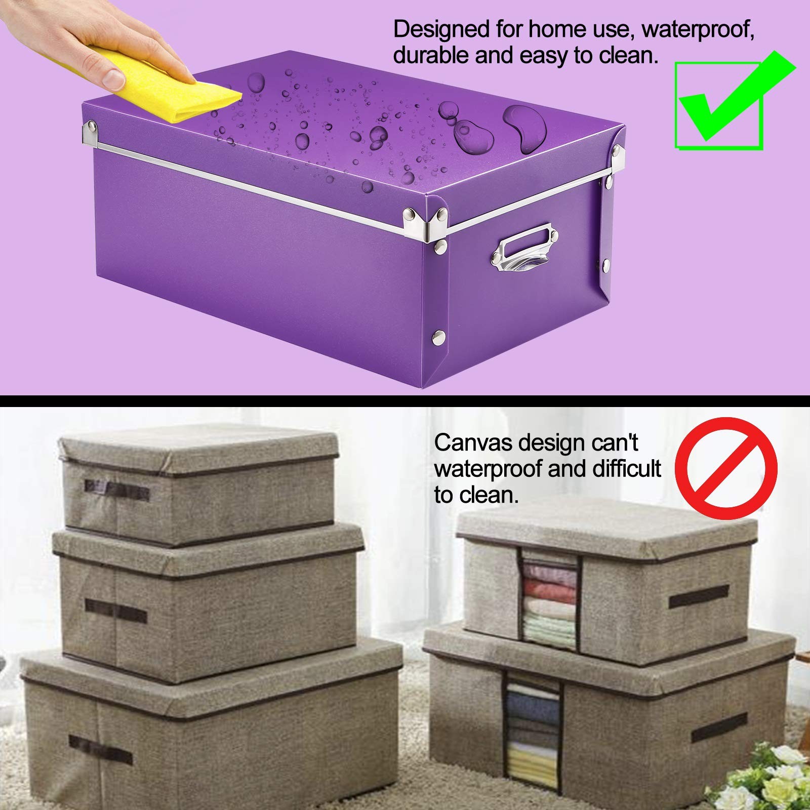 Storage , Decorative Storage Bins with Lid,3 in 1 Set,Press-Stud Fastening,Mo... gallery